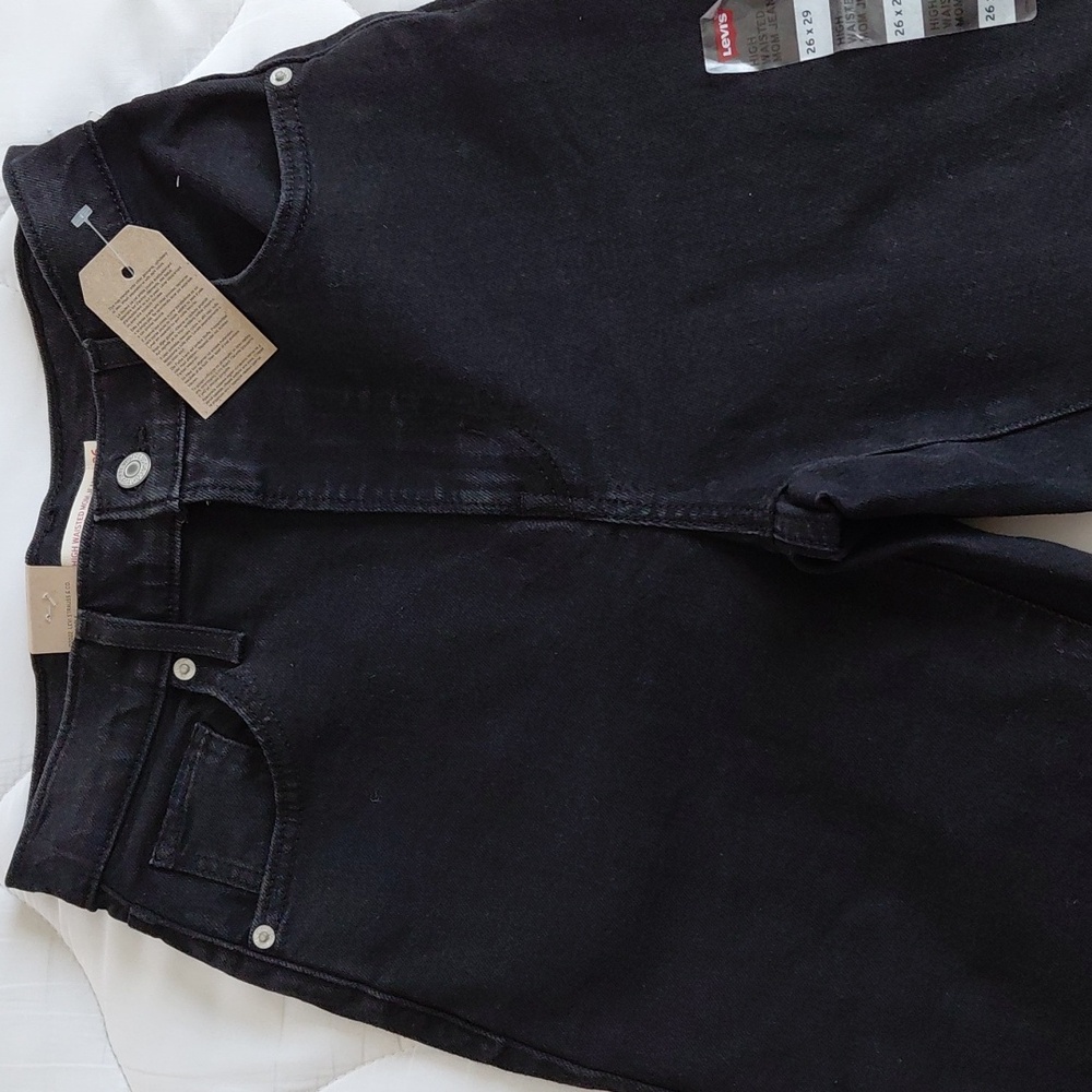 Levi's High Waisted Mom Jeans Flash Black Sz 26 Nwt - Picture 3 of 12